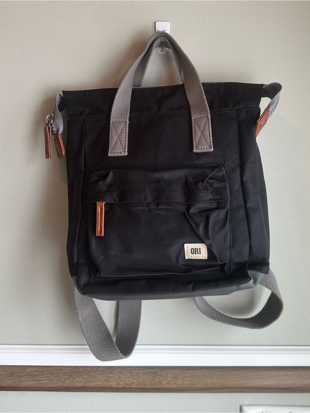 ORI London Pantry Sustainable Nylon Backpack Black Classic Daypack - Picture 5 of 6